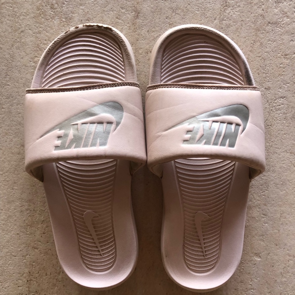 Pink Nike slides